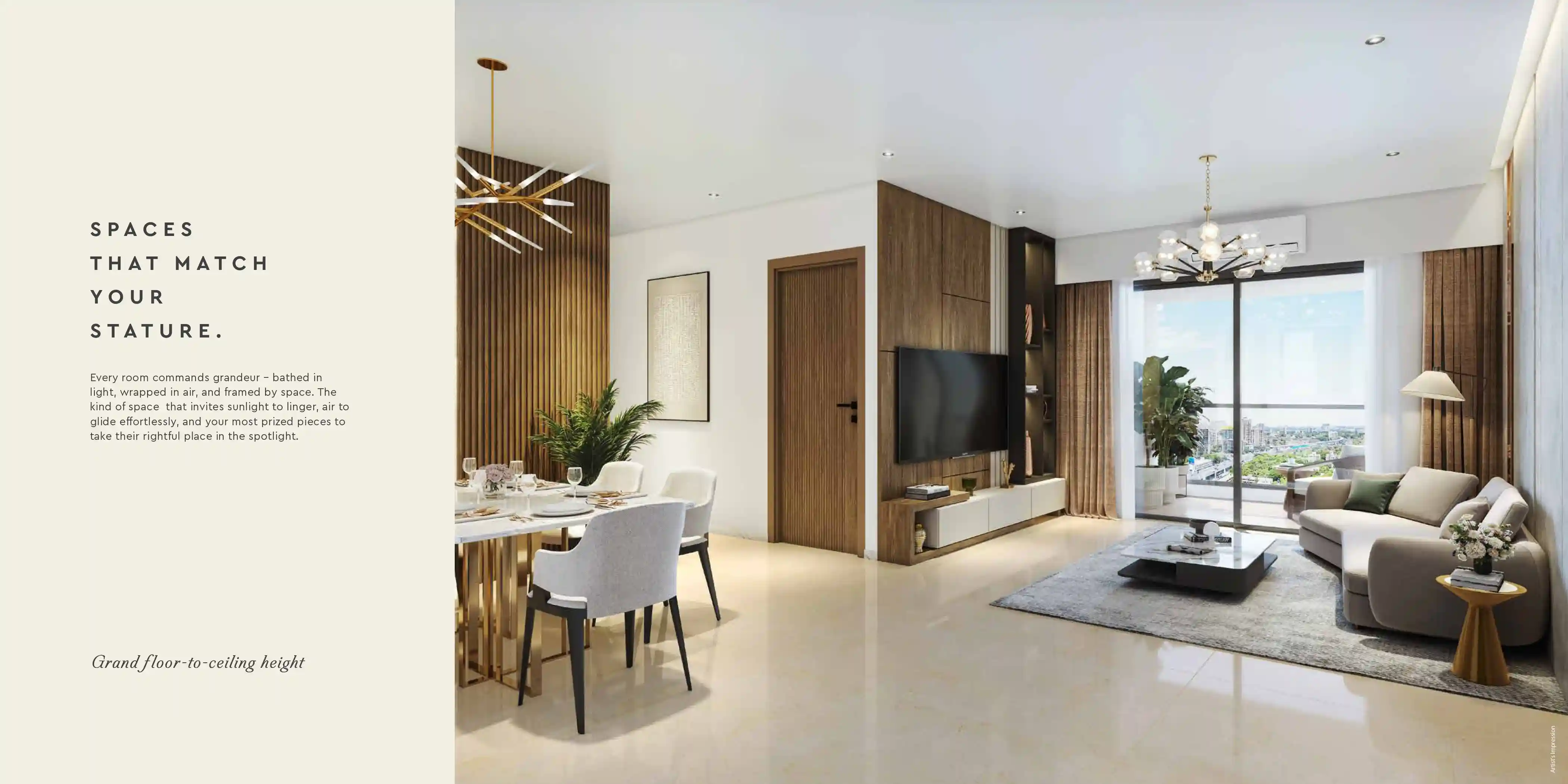 Mangrove Goregaon West premium living room interior for 2 BHK and 3 BHK homes